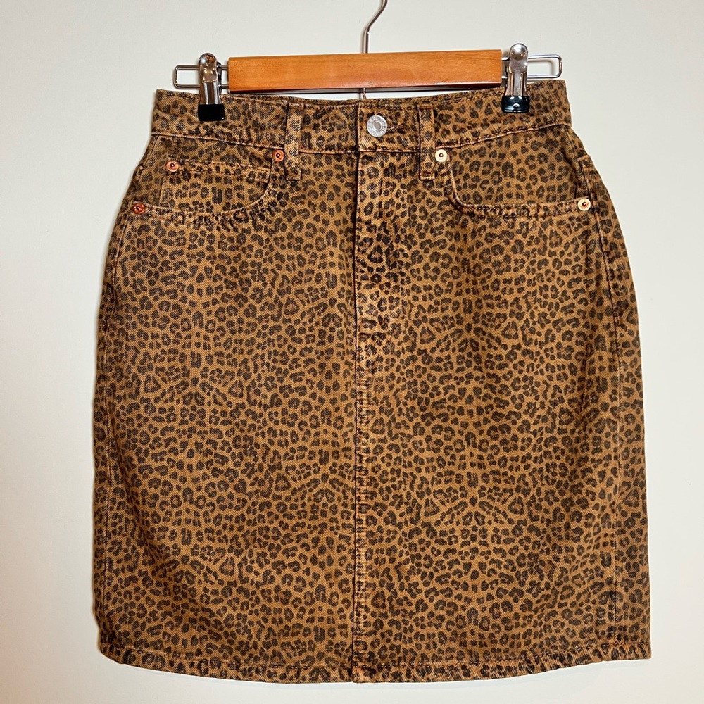 Re/Done Brown Leopard Print Pencil Skirt Silhouette Size 25